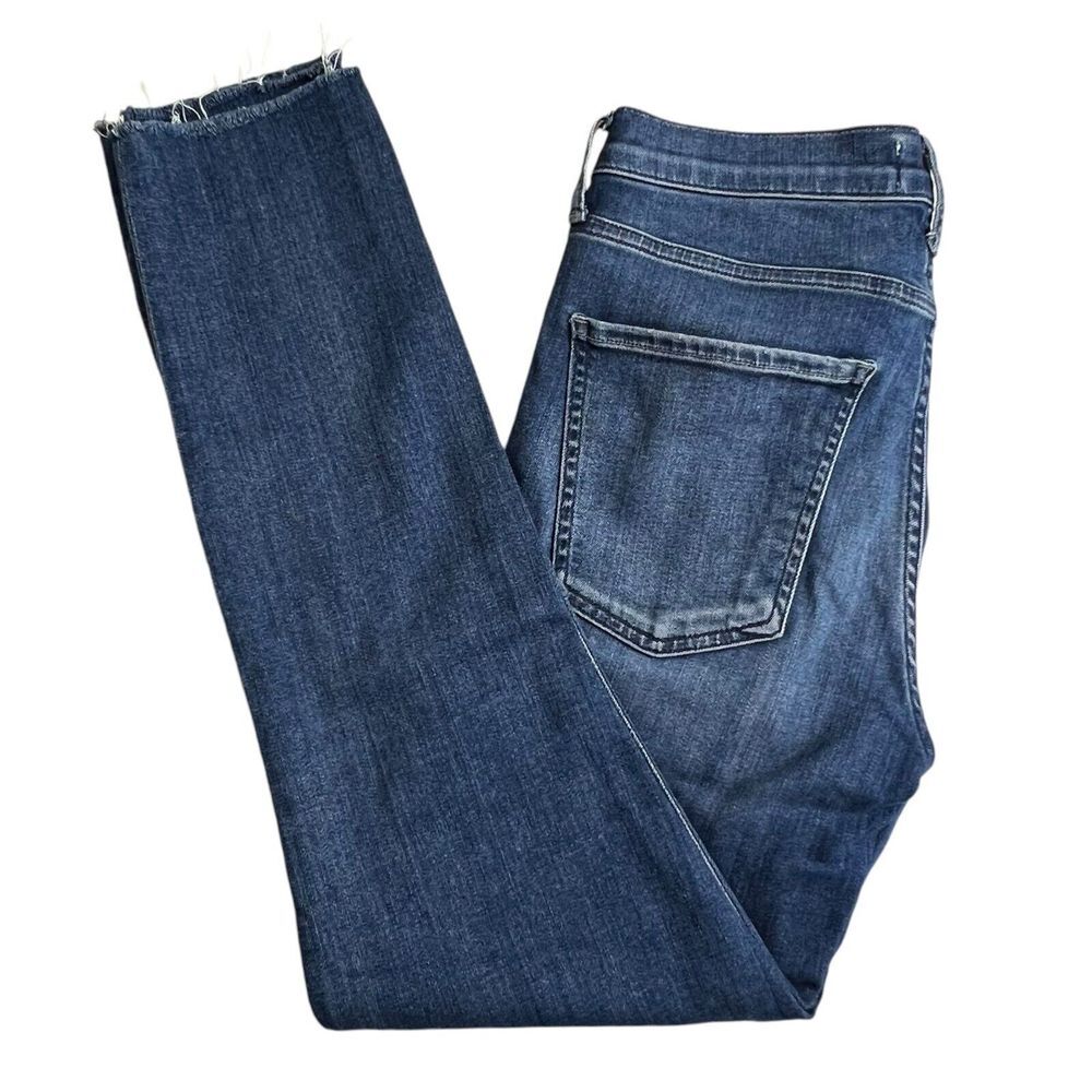 Agolde Womens Dark Wash Mid Rise Fringe Hem Skinny Jeans 27